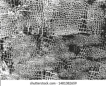 Distressed overlay texture of crocodile or snake skin leather, grunge background. abstract halftone vector illustration