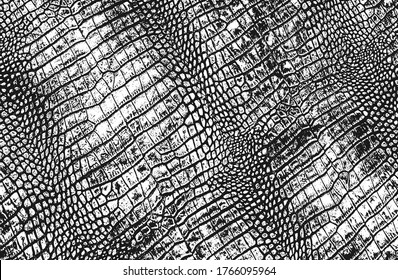 Distressed overlay texture of crocodile or snake skin leather, grunge background. abstract halftone vector illustration