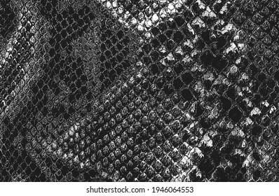 Textura superpuesta angustiada de cuero de cocodrilo o piel de serpiente, fondo granulado. ilustración abstracta de vector de medio tono