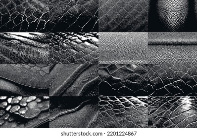 Distressed overlay texture of crocodile or snake skin leather, grunge background. abstract halftone vector illustration