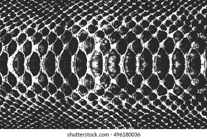 Distressed overlay texture of crocodile or snake skin leather, grunge vector background.