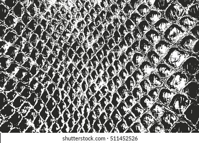 Distressed overlay texture of crocodile or snake skin leather, grunge vector background.