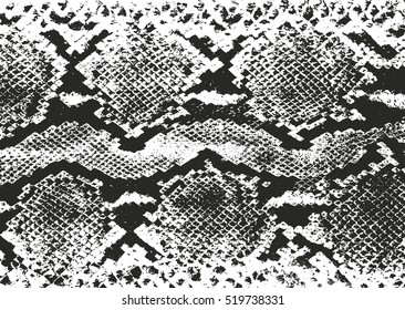 Distressed overlay texture of crocodile or snake skin leather, grunge vector background.