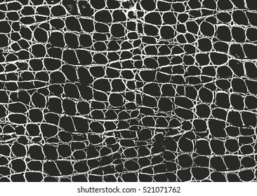 Distressed overlay texture of crocodile or snake skin leather, grunge vector background.