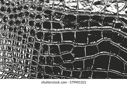 Distressed overlay texture of crocodile or snake skin leather, grunge vector background.
