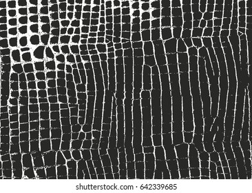 Distressed overlay texture of crocodile or snake skin leather, grunge vector background.