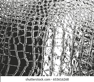 Distressed overlay texture of crocodile or snake skin leather, grunge vector background.