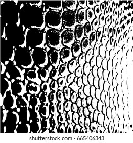 Distressed overlay texture of crocodile or snake skin leather, grunge vector background