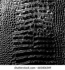 Distressed overlay texture of crocodile or snake skin leather, grunge vector background