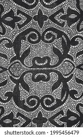 Distressed overlay texture of fabric. Textile with eastern floral ornament, leaves and flowers. grunge background. abstract halftone vector illustration.