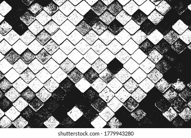 Textura superpuesta angustiada de las baldosas del suelo. fondo grueso. ilustración abstracta de medio tono vectorial.