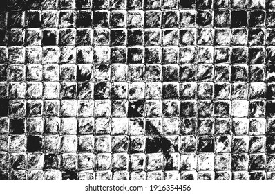 Distressed overlay texture of floor tiles. grunge background. abstract halftone vector illustration.