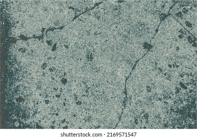 Beklemmte Overlay-Struktur aus grauem, blauem Rissbeton, Stein oder Asphalt. brüchiger Hintergrund. abstrakte Halbtonvektorgrafik