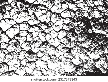 Distressed overlay texture of the natural background. Background with distressed cracked concrete texture. Black and white abstract texture background.  Vector illustration Dark pattern. 