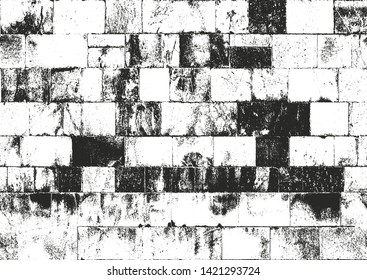 Distressed overlay texture of old brick wall, grunge background. abstract halftone vector illustration.