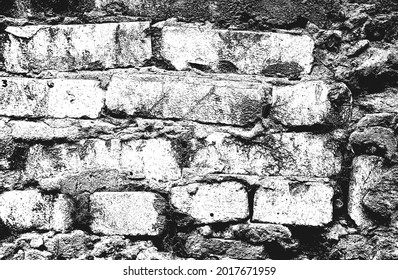 Distressed overlay texture of old brick wall, grunge background. abstract vector illustration.