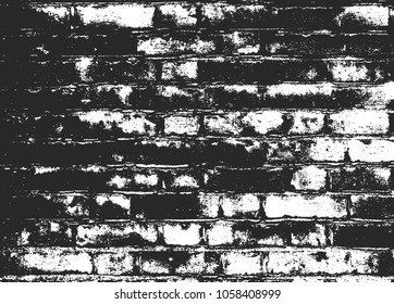 Distressed overlay texture of old brickwork, grunge background. abstract halftone vector illustration.