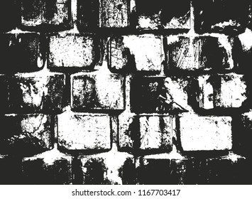 Distressed overlay texture of old brickwork, grunge background. abstract halftone vector illustration.