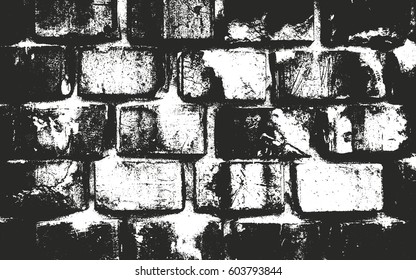 Distressed overlay texture of old brickwork, grunge background. abstract halftone vector illustration.