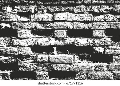 Distressed overlay texture of old brickwork, grunge background. abstract halftone vector illustration.