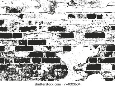 Distressed overlay texture of old brickwork, grunge background. abstract halftone vector illustration.