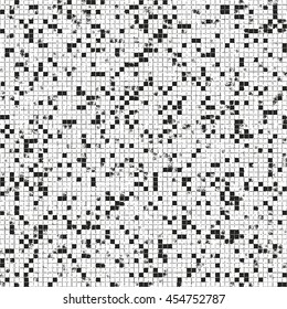 Distressed overlay texture of old ceramic mosaic, grunge background. abstract halftone vector illustration.