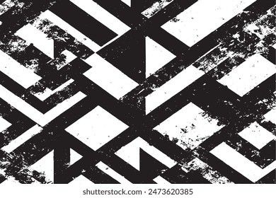 Distressed Overlay Texture of Ornamental Ceramic Tiles and Mosaic Paving Stones - Grunge Halftone Vector Background