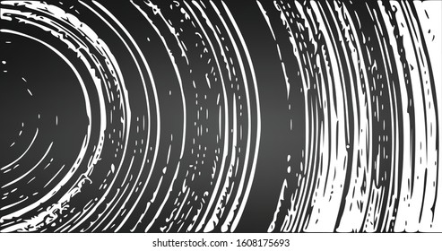 Distressed overlay texture of rough circeled surface, old tree stump rings on tree. Grunge background. Stock Vector illustration