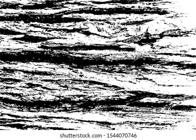 Distressed overlay texture of rough surface, cracked wood, tree bark. Grunge background. One color graphic resource.