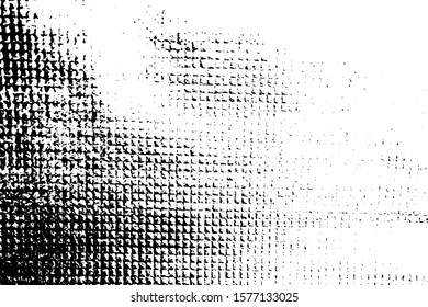 Distressed overlay texture of rough surface, regular structure, checked plastoc wrap. Grunge background. One color graphic resource.