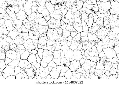 Distressed overlay texture of rough surface, dry soil, cracked ground. Grunge background. One color graphic resource.
