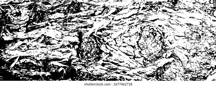 Distressed overlay texture of rough surface, cracked wood, tree bark. Grunge background. one color graphic resource.