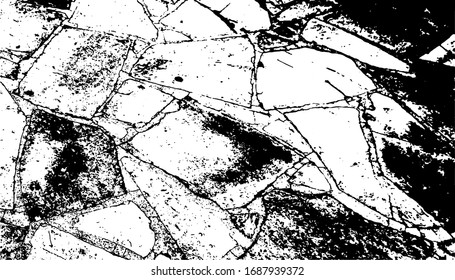 Distressed overlay texture of rough surface, dry soil, cracked ground. Grunge background. One color graphic resource.