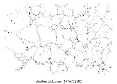 Distressed overlay texture of rough surface, dry soil, cracked ground. Grunge background. One color graphic resource.