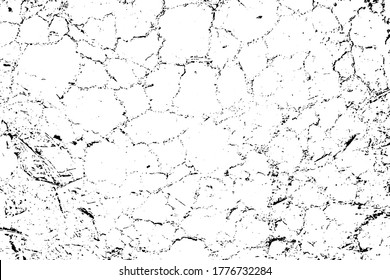 Distressed overlay texture of rough surface, dry soil, cracked ground. Grunge background. One color graphic resource.