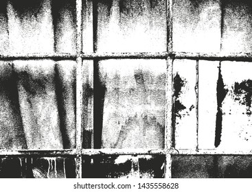 Distressed overlay texture of rusted peeled metal cage. grunge background. abstract halftone vector illustration