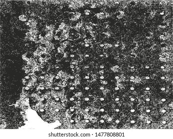 Distressed overlay texture of rusted peeled metal. grunge background. abstract halftone vector illustration