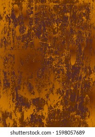 Distressed overlay texture of rusted peeled metal. grunge background. abstract halftone orange brown ochre golden vector illustration