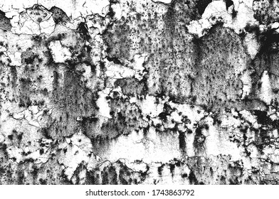 Distressed overlay texture of rusted peeled metal. grunge background. abstract halftone vector illustration