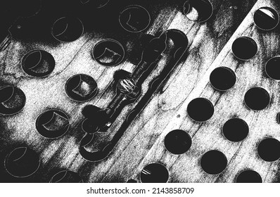 Distressed overlay texture of rusted peeled metal. grunge background. abstract halftone vector illustration