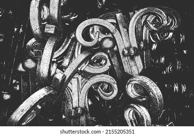 Distressed overlay texture of rusted peeled metal. grunge background. abstract halftone vector illustration