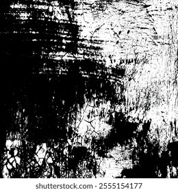 Distressed overlay texture of rusted peeled grunge concrete wall background. Vector black grunge dirty background for banners, web, template,