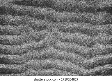 Textura superpuesta angustiada de olas de arena en el suelo, desierto. fondo grueso. ilustración abstracta de medio tono vectorial