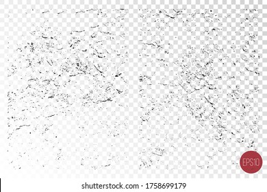 Distressed overlay texture set of rough surface, dry soil, cracked ground. Grunge background. One color graphic resource.