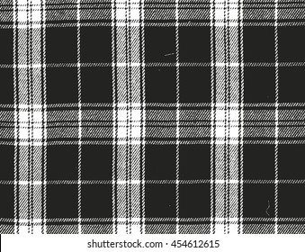 Distressed overlay texture of tartan weaving fabric. grunge background. abstract halftone vector illustration