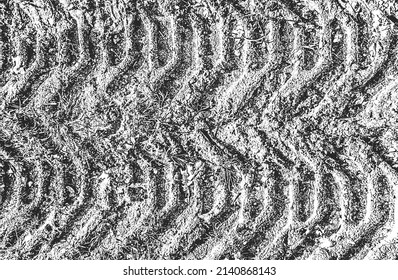 Distressed overlay texture of tire tracks. grunge background. abstract halftone vector illustration