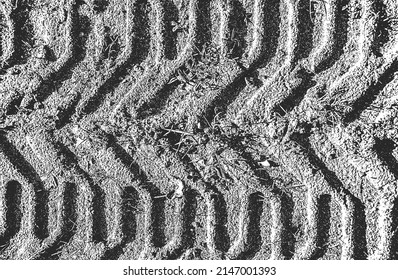 Distressive Overlay-Struktur von Reifenspuren. brüchiger Hintergrund. abstrakte Halbtonvektorgrafik