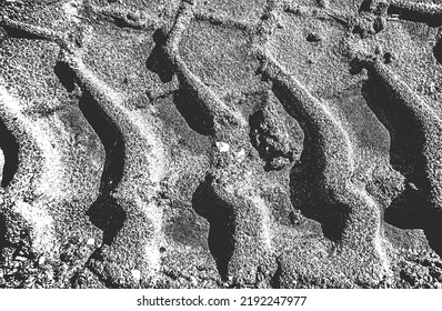 Distressed overlay texture of tire tracks. grunge background. abstract halftone vector illustration