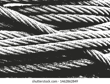Distressed overlay texture of twisted rope. grunge background. abstract halftone vector illustration
