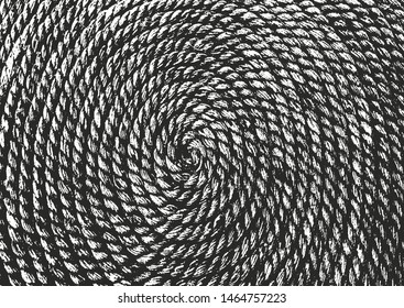 Distressed overlay texture of twisted rope. grunge background. abstract halftone vector illustration